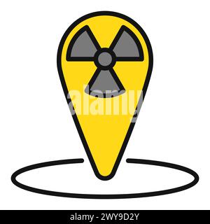 Vecteur de balise géographique de radiation concept de navigation zone de danger icône colorée ou élément de conception Illustration de Vecteur