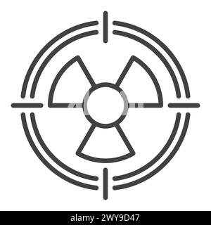 Vecteur de cible de rayonnement icône ou signe de concept de danger radioactif en ligne fine Illustration de Vecteur