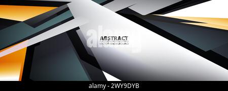 Fond abstrait vectoriel avec des formes géométriques grises et orange. Sport moderne large bannière vectorielle illustration design graphique. Illustration de Vecteur
