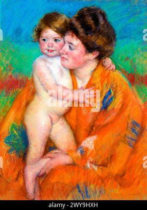 Femme avec bébé peinture en haute résolution par Mary Cassatt. Original du Sterling and Francine Clark Art Institute. Banque D'Images