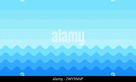 Vagues de mer Pixel art. Fond transparent vectoriel Illustration de Vecteur