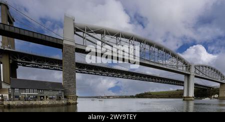 Pont Royal Albert de Brunel, Saltash, Cornouailles, Angleterre, Royaume-Uni Banque D'Images