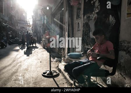 Vie de rue du camp de réfugiés de Sabra-Shatila au Liban Banque D'Images