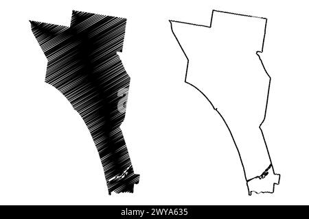 City of Kingston (Commonwealth of Australia, Victoria State, Vic) illustration vectorielle de carte, croquis griffonnant carte Kingston Illustration de Vecteur