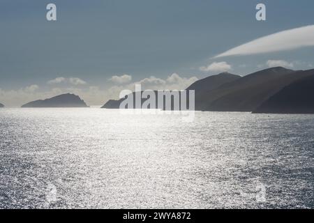 Les îles Blasket, vues de la péninsule de Dingle, comté de Kerry, Irlande, septembre. Banque D'Images