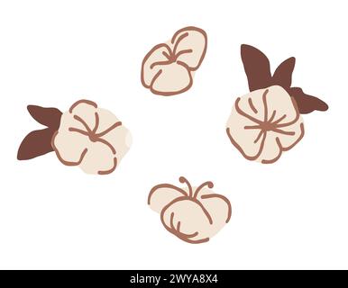 Fleurs abstraites simples dans le style doodle dessiné différentes formes et fleurs de la nature botanique et laisse des objets modernes moderne tendance vectorielle illustratio Illustration de Vecteur