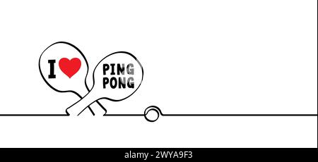 J'adore le ping-pong. Journée mondiale du tennis de table. Joueur de tennis de table et icône de paddle. Taches de pingpong. Ping-pong et jeu de batte et de balle. Raquettes de ping-pong et Banque D'Images