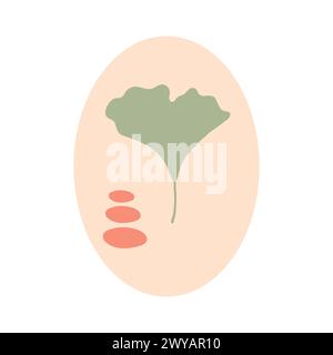 Ginkgo biloba feuille silhouette logo symbole signe. Illustration vectorielle Illustration de Vecteur