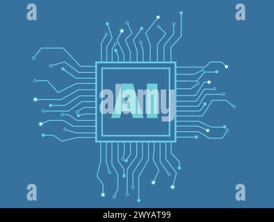 Technologie AI avec chemin, Intelligence artificielle, processeur ai, symbole ai, signe d'intelligence, innovation futuriste, fond de couleur ai Illustration de Vecteur