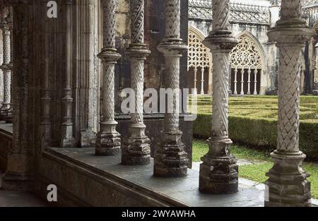 Cloître de Jean Ier, Monastère de Santa Maria da Vitória (alias Monastère de Batalha), Leiria. Portugal. Banque D'Images