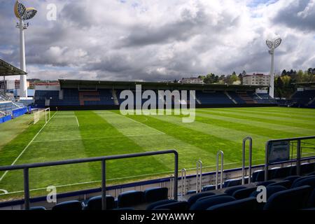 Uherske Hradiste, République tchèque. 04th Apr, 2024. Uherske Hradiste, République tchèque, 5 avril 2024 : City Stadium à Uherske Hradiste pendant le match des qualifications européennes féminines de l'UEFA entre la République tchèque et le Danemark, City Stadium, République tchèque (Vlastimil Vacek/SPP) crédit : SPP Sport Press photo. /Alamy Live News Banque D'Images
