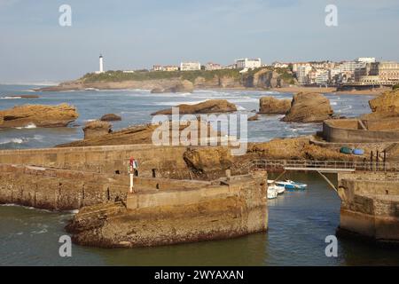 Port de pêche, Vieux Port, Côte Basque, Biarritz, Aquitaine, Pays Basque, Pyrénées Atlantiques, 64, France. Banque D'Images