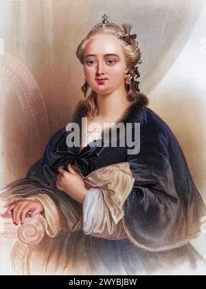 Katharina II., genannt Katharina die grosse geb. 2. Mai 1729 als Sophie Auguste Friederike von Anhalt-Zerbst in Stettin, est. 17. Novembre 1796 à sa Banque D'Images