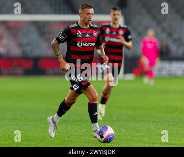 Sydney, Australie. 05th Apr, 2024. Sonny Kittel des Wanderers contrôle le ballon lors du match A-League Men Rd23 entre les Wanderers et Brisbane Roar au CommBank Stadium le 5 avril 2024 à Sydney, Australie crédit : IOIO IMAGES/Alamy Live News Banque D'Images