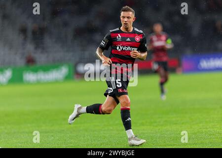 Sydney, Australie. 05th Apr, 2024. Sonny Kittel des Wanderers regarde le match de A-League Men Rd23 entre les Wanderers et Brisbane Roar au CommBank Stadium le 5 avril 2024 à Sydney, Australie crédit : IOIO IMAGES/Alamy Live News Banque D'Images