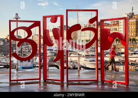 'Las Letronas', Juan Jareño sculpture, Port, Marina, Gijón, Asturies, Espagne, Europe. Banque D'Images