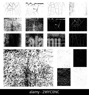 Set de 17 textures abstraites Grunge offre une gamme polyvalente de fonds avant-gardistes et visuellement frappants, parfaits pour divers projets de conception. En vedette Illustration de Vecteur