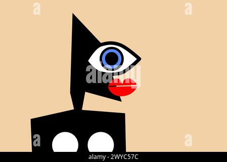 Portraits abstraits de visage féminin comme art mural cubisme Banque D'Images