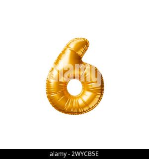 Ballon d'or numéro 6. illustration de rendu 3d. Banque D'Images