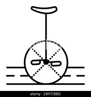 Monocycle avec vue latérale du siège, icône de vecteur de ligne noire, transport électrique mobile, signe de véhicule à une roue Illustration de Vecteur