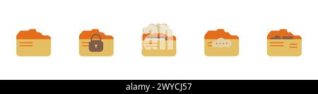 Icône de vecteur de dossier de fichiers. Logo coloré de stockage de fichiers en nuage. Dossier vectoriel. Une simple icône de fichier sur le bureau. Illustration vectorielle du stockage. Illustration de Vecteur