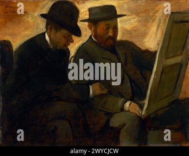 Paul Lafond et Alphonse Cherfils examinant un tableau. Edgar Degas. c. 1878-80. Banque D'Images