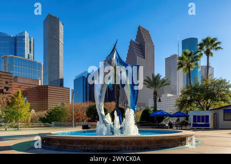 Houston centre-ville par jour ensoleillé, à Houston, Texas Banque D'Images