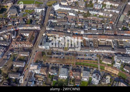 Vue aérienne, quartier résidentiel du centre-ville Friedrich-Ebert-Straße et Am Rutenwall, Dinslaken, Rhénanie du Nord-Westphalie, Allemagne, photo aérienne, ville, CIT Banque D'Images