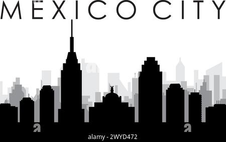 Panorama urbain de la VILLE DE MEXICO, MEXIQUE Illustration de Vecteur