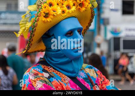 Maragogipe, Bahia, Brésil - 11 février 2024 : les gens s'amusent habillés pendant le carnaval dans la ville de Maragogipe à Bahia. Banque D'Images