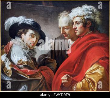 Portrait de trois hommes, 1775, François-André Vincent (1746-1816), Musée du Louvre, Paris, France, Europe. Banque D'Images