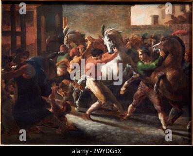 'Course de chevaux libres', 1817, Théodore Géricault, petit Palais Musée des Beaux Arts de la ville de Paris, France, Europe. Banque D'Images