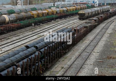 Trains de marchandises. Irun. Guipúzcoa (frontière hispano-française). Banque D'Images