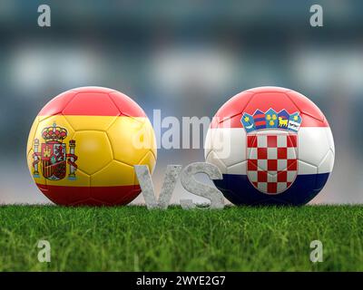 Football euro Cup groupe B Espagne vs Croatie. illustration 3d. Banque D'Images