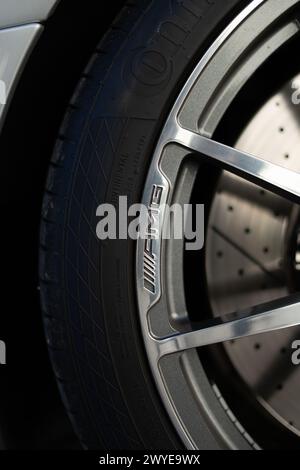Le chef-d'œuvre Gullwing, la Mercedes AMG SLS Banque D'Images