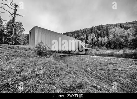 Le Twist in Kistefos industriel, parc de sculptures d'art contemporain dans l'usine de pâte de bois, usine hydroélectrique, rivière Randselva, Jevnaker, Akershus, Norvège Banque D'Images