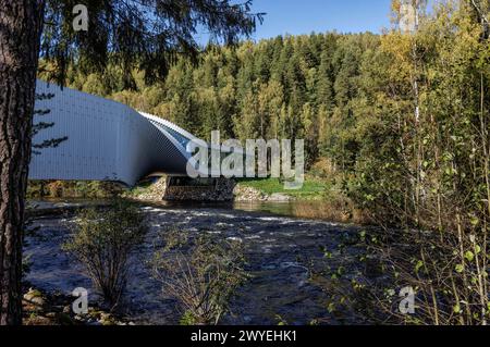 Le Twist in Kistefos industriel, parc de sculptures d'art contemporain dans l'usine de pâte de bois, usine hydroélectrique, rivière Randselva, Jevnaker, Akershus, Norvège Banque D'Images