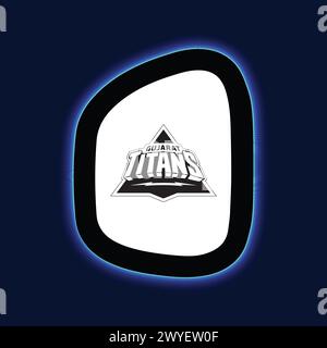 Gujarat Titans logo Neon Light Board View fond bleu, illustration vectorielle image modifiable abstraite Illustration de Vecteur