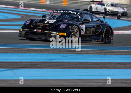 91 BOHN Ralf (ger), RENAUER Robert (ger), Schuring Morris (ndl), Herberth Motorsport, Porsche 911 GT3 R (992), action lors de la 1ère manche du Fanatec GT World Challenge 2024 propulsé par AWS sur le circuit Paul Ricard, du 5 au 7 avril 2024 au Castellet, France - photo Marc de Mattia / DPPI Banque D'Images