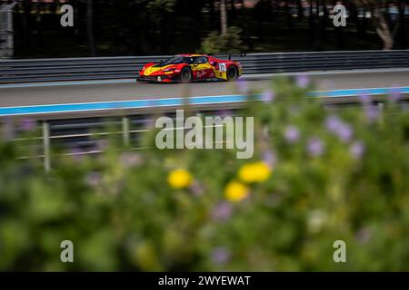 71 NEUBAUER Thomas (fra), ABRIL Vincent (fra), VIDALES David (spa), AF Corse - Francorchamps Motors, Ferrari 296 GT3, action lors de la 1ère manche du Fanatec GT World Challenge 2024 propulsé par AWS sur le circuit Paul Ricard, du 5 au 7 avril 2024 au Castellet, France - photo Marc de Mattia / DPPI Banque D'Images