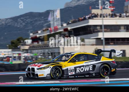 98 WITTMANN Marco (ger), YELLOLY Nick (gbr), ENG Philipp (aut), Rowe Racing, BMW M4 GT3, action lors de la 1ère manche du Fanatec GT World Challenge 2024 propulsé par AWS sur le circuit Paul Ricard, du 5 au 7 avril 2024 au Castellet, France - photo Marc de Mattia/DPPI crédit : DPPI Media/Alamy Live News Banque D'Images