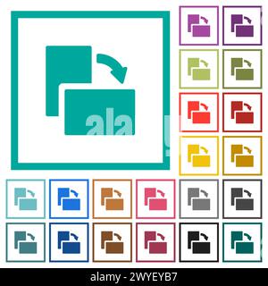 Faites pivoter l'élément vers la droite icônes de couleur unie avec des cadres de quadrant sur fond blanc Illustration de Vecteur