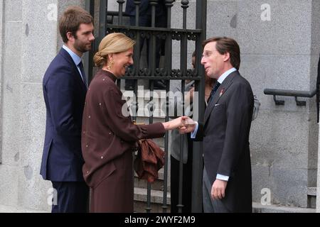 Cristina de Borbón lors du mariage de José Luis Martinez-Almeida avec Teresa Urquijo, à la paroisse San Francisco de Borja, le 6 avril 2024, à Madri Banque D'Images