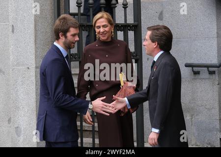 Cristina de Borbón lors du mariage de José Luis Martinez-Almeida avec Teresa Urquijo, à la paroisse San Francisco de Borja, le 6 avril 2024, à Madri Banque D'Images