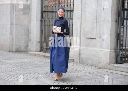 Madrid, Espagne. 06 avril 2024. Carla Pereyra lors du mariage de Jose Luis Martinez-Almeida avec Teresa Urquijo, à la paroisse San Francisco de Borja, le 6 avril 2024, à Madrid, Espagne. (Photo par Oscar Gonzalez/Sipa USA) crédit : Sipa USA/Alamy Live News Banque D'Images