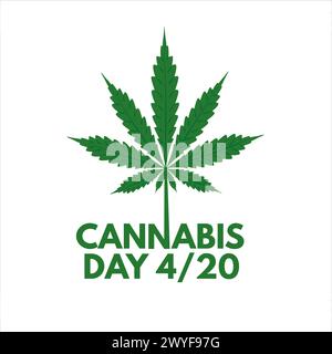 Fête du cannabis, bannière 420, carte de voeux, affiche. Illustration vectorielle, bonne pour affiche, invitation de flyer ou carte de voeux Illustration de Vecteur