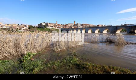 Paysage panoramique de la ville de Tordesillas sur les rives de la rivière Duero Castillion e Leon, Espagne, Europe Banque D'Images