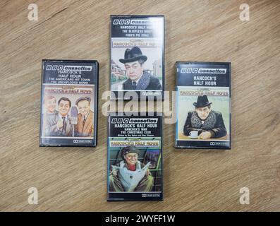 Gros plan d'un assortiment de cassettes d'une demi-heure de BBC Hancock Banque D'Images