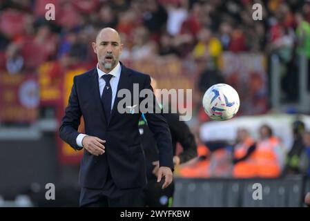 Roma, Italie. 06 avril 2024. Igor Tudor, entraîneur-chef du Lazio, lors du match de football Serie A entre L'AS Roma et le SS Lazio au stade olympique de Rome, en Italie - samedi 06 avril 2024. Sport - Soccer . (Photo de Fabrizio Corradetti/LaPresse) crédit : LaPresse/Alamy Live News Banque D'Images