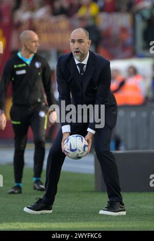 Roma, Italie. 06 avril 2024. Igor Tudor, entraîneur-chef du Lazio, lors du match de football Serie A entre L'AS Roma et le SS Lazio au stade olympique de Rome, en Italie - samedi 06 avril 2024. Sport - Soccer . (Photo de Fabrizio Corradetti/LaPresse) crédit : LaPresse/Alamy Live News Banque D'Images